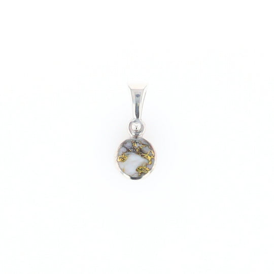 Sterling Silver Gold Quartz Inlaid Circle Pendant - G3