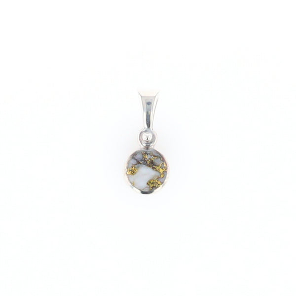 Sterling Silver Gold Quartz Inlaid Circle Pendant - G3