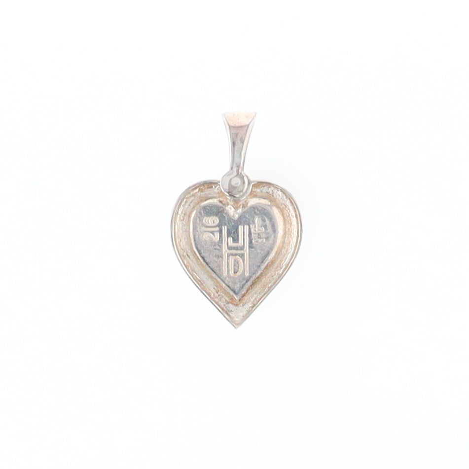 Sterling Silver Gold Quartz Inlaid Heart Pendant - G3