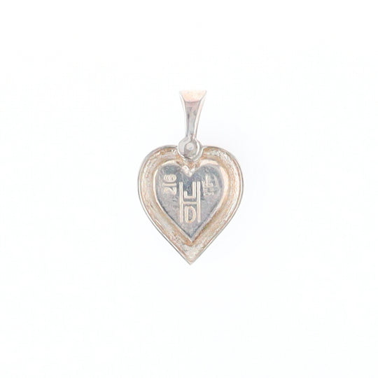 Sterling Silver Gold Quartz Inlaid Heart Pendant - G3