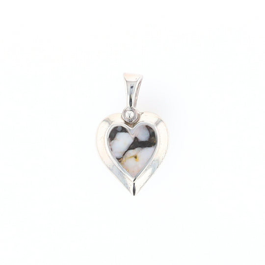 Sterling Silver Gold Quartz Inlaid Heart Pendant - G3