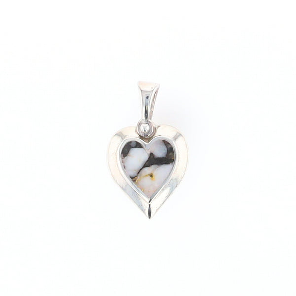 Sterling Silver Gold Quartz Inlaid Heart Pendant - G3