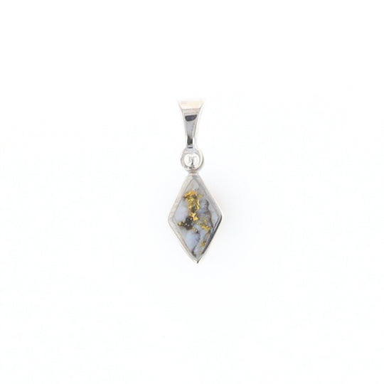 Sterling Silver Gold Quartz Inlaid Diamond Pendant - G3