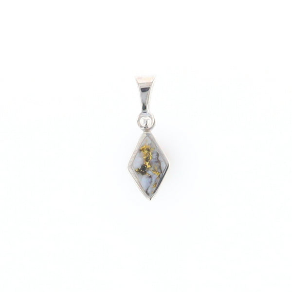 Sterling Silver Gold Quartz Inlaid Diamond Pendant - G3