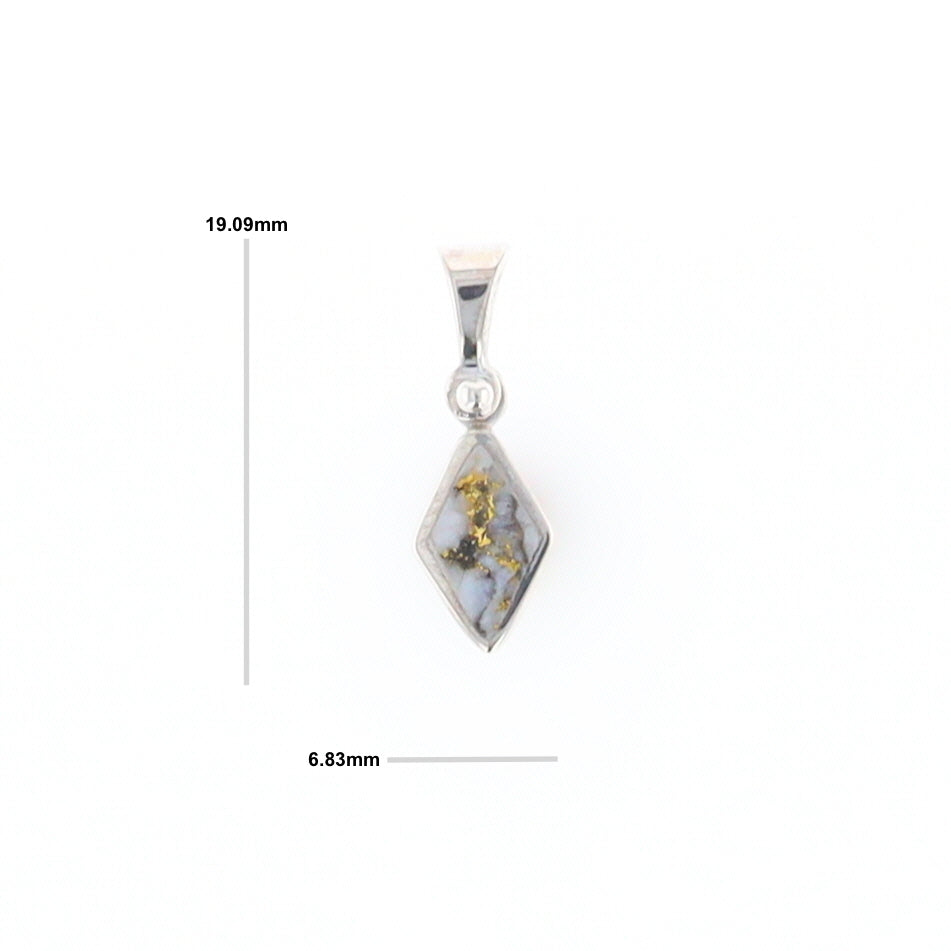 Sterling Silver Gold Quartz Inlaid Diamond Pendant - G3