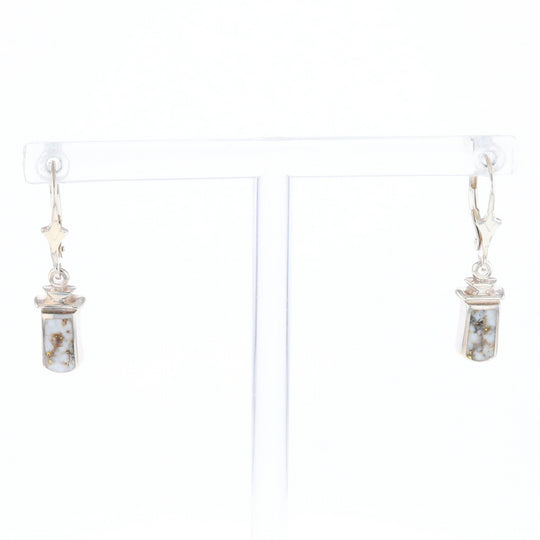 Sterling Silver Gold Quartz Inlaid Earrings - G3