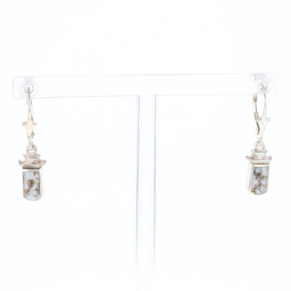 Sterling Silver Gold Quartz Inlaid Earrings - G3