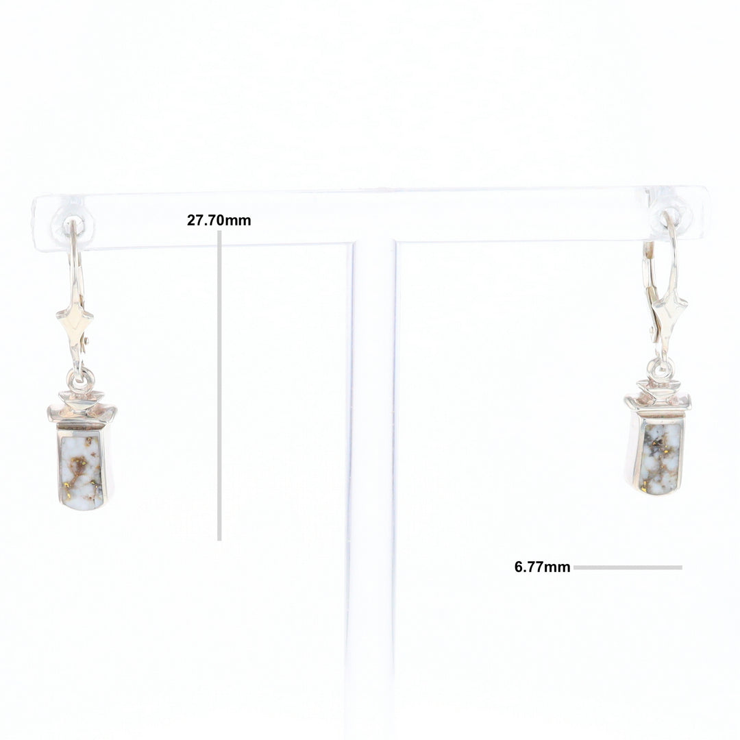 Sterling Silver Gold Quartz Inlaid Earrings - G3