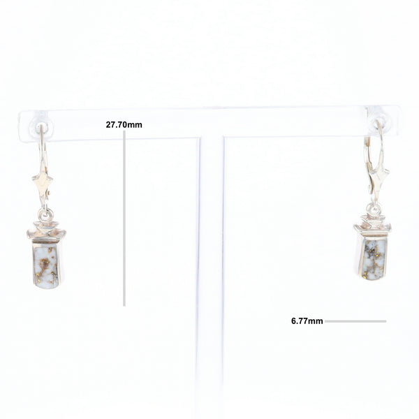 Sterling Silver Gold Quartz Inlaid Earrings - G3