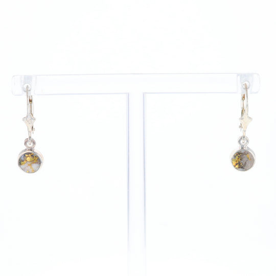 Gold Quartz Inlaid Round Bezel Earrings