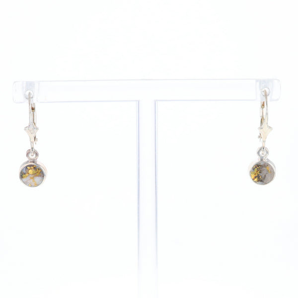 Gold Quartz Inlaid Round Bezel Earrings