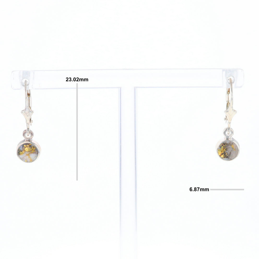 Gold Quartz Inlaid Round Bezel Earrings