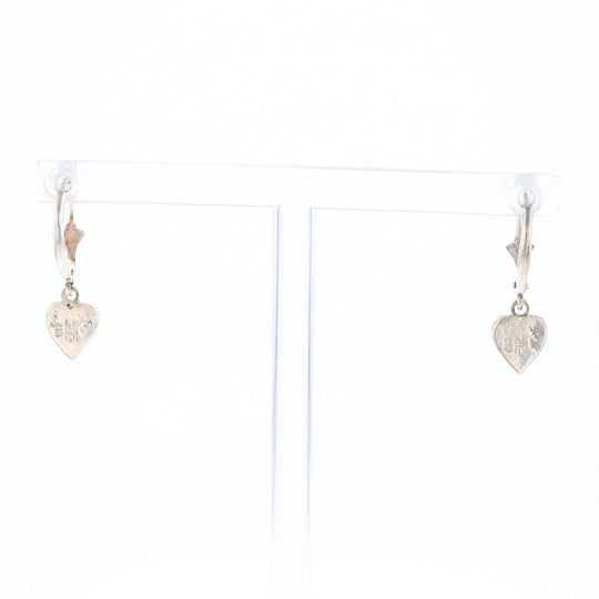 Silver Gold Quartz Inlaid Heart Earrings - G3