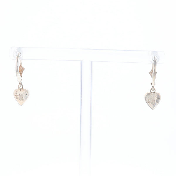 Silver Gold Quartz Inlaid Heart Earrings - G3