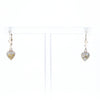 Silver Gold Quartz Inlaid Heart Earrings - G3