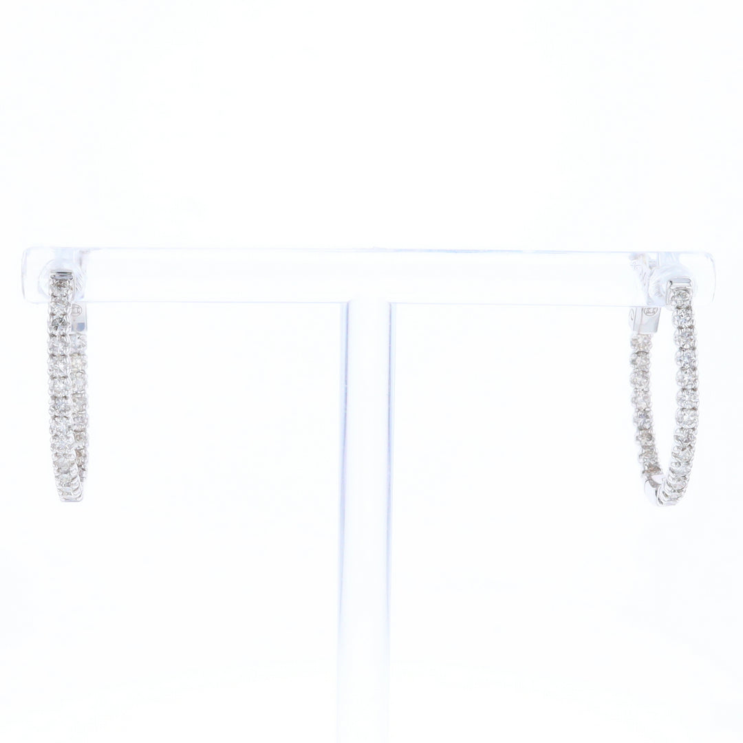 Oval Diamond Hoops Earrings