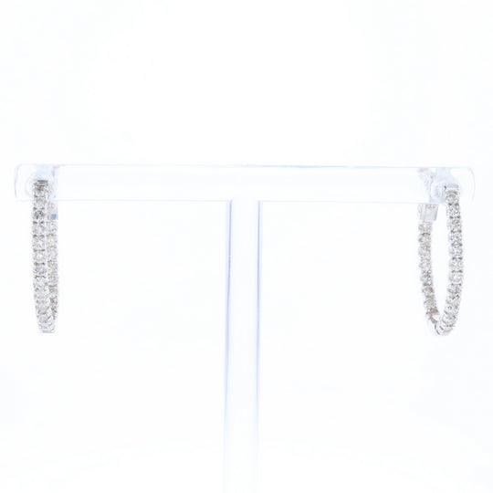 Oval Diamond Hoops Earrings