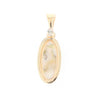 Gold Quartz Small Milgrain Oval Pendant