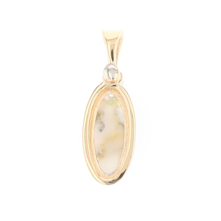 Gold Quartz Small Milgrain Oval Pendant