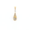 Gold Quartz Pendant Tear Drop Inlaid Design with .02ct Diamond