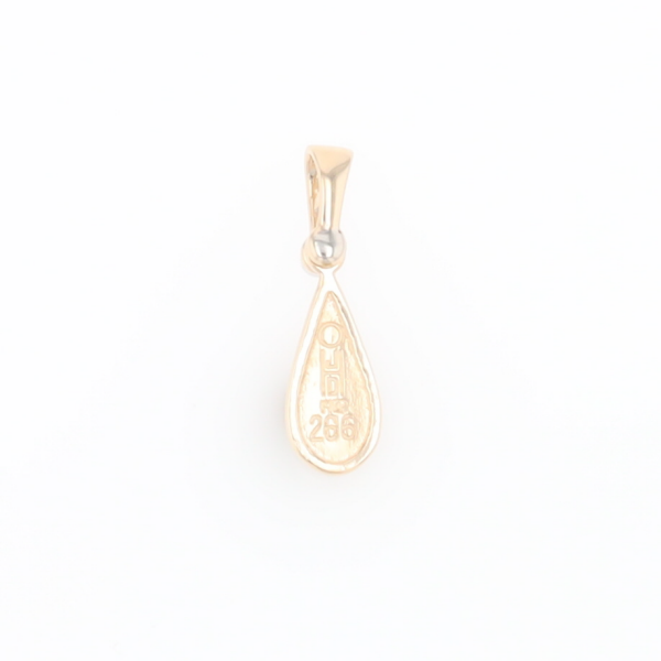 Gold Quartz Pendant Tear Drop Inlaid Design with .02ct Diamond