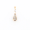 Gold Quartz Pendant Tear Drop Inlaid Design with .02ct Diamond