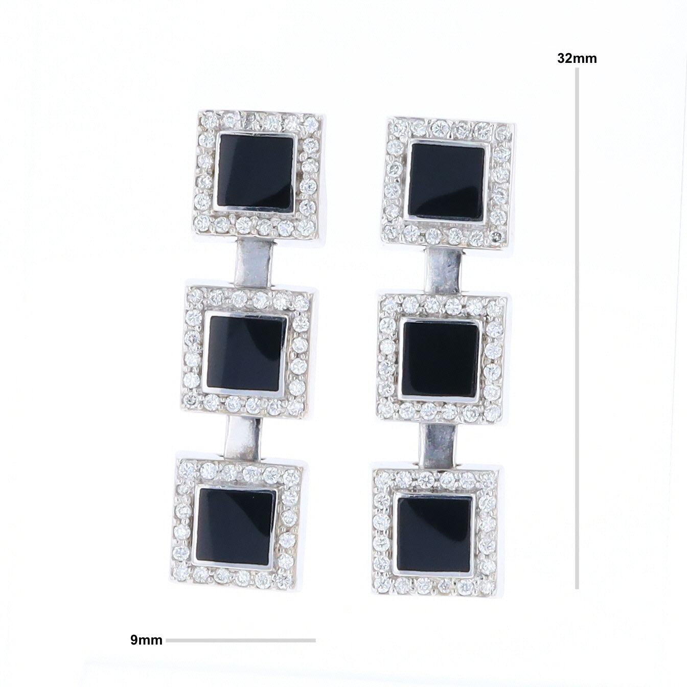 Princess-Cut Black Diamond Stud Earrings | Angara