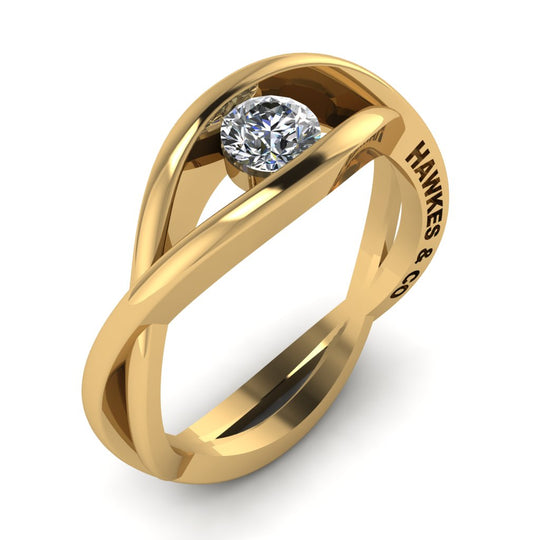 14K Yellow Gold .37ctw Diamond Entwined Bands of Love Ring-James Hawkes Designs-Hawkes and Co