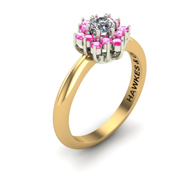 Pink Sapphire & Diamond Bouquet Ring