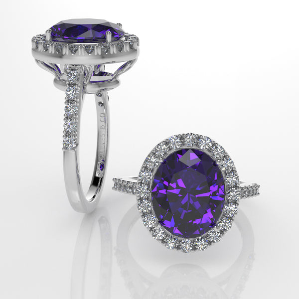 Tanzanite Ladies Ring Diamond Halo Ring
