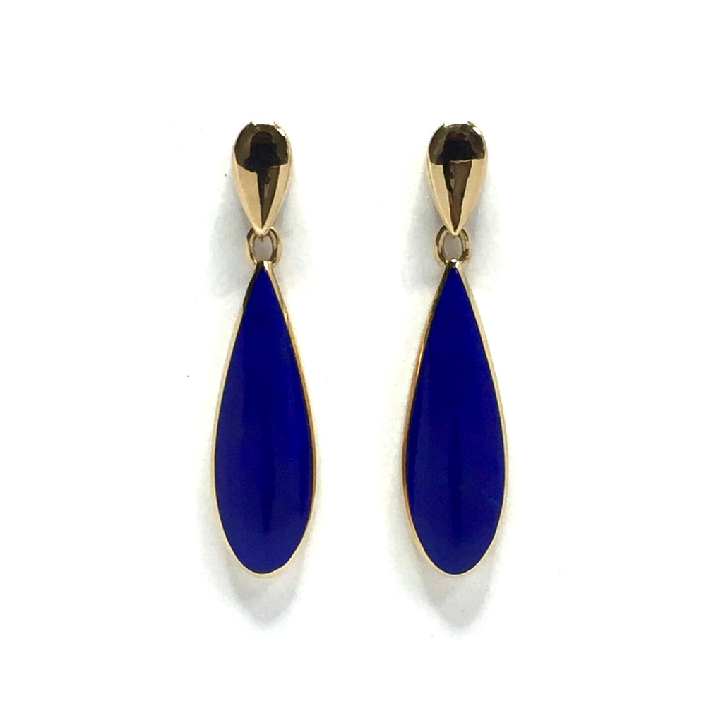 Lapis Earrings Dangle Tear Drop Inlaid – Hawkes and Co
