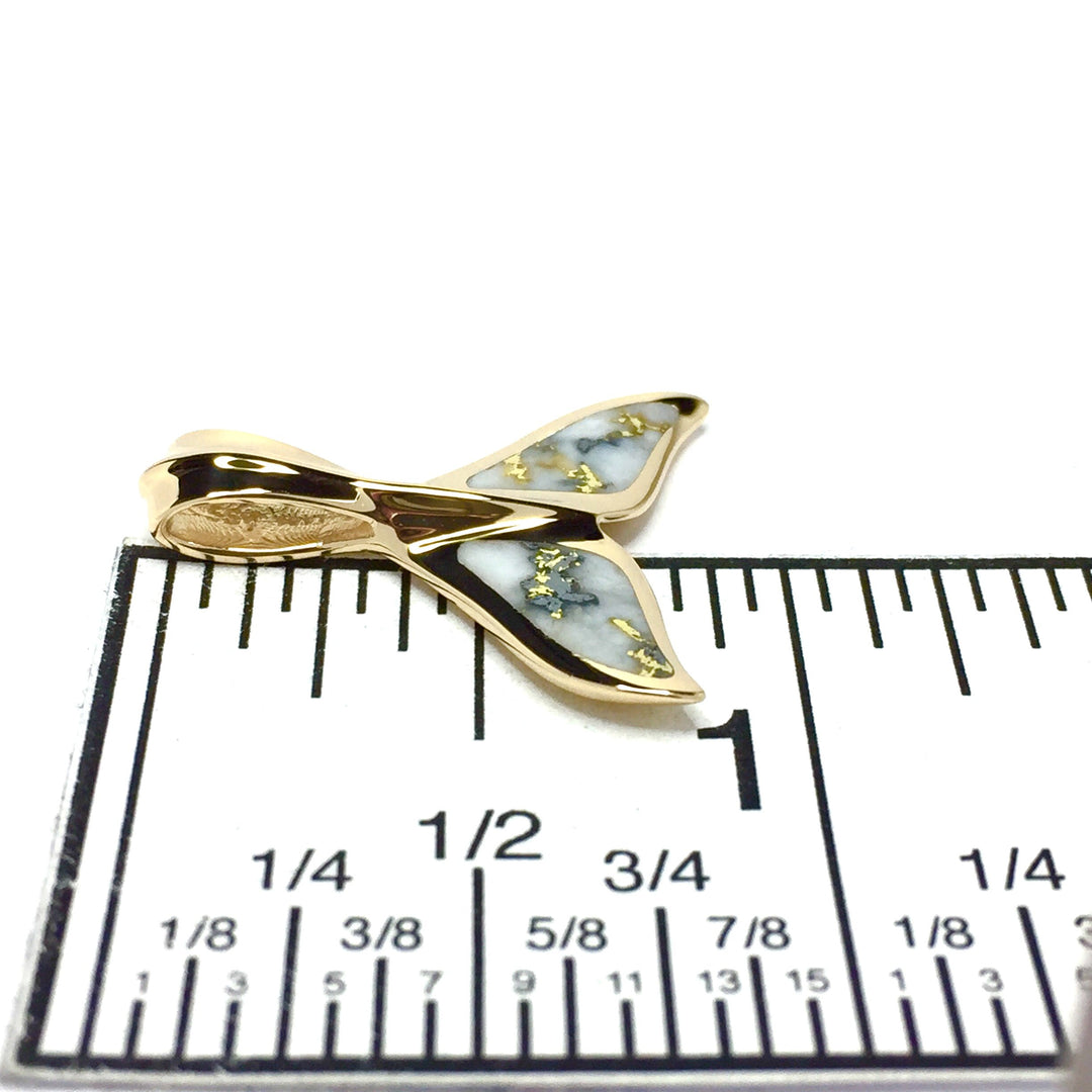 Whale tail necklaces gold in quartz single sided inlaid sea life pendant made of 14k yellow gold