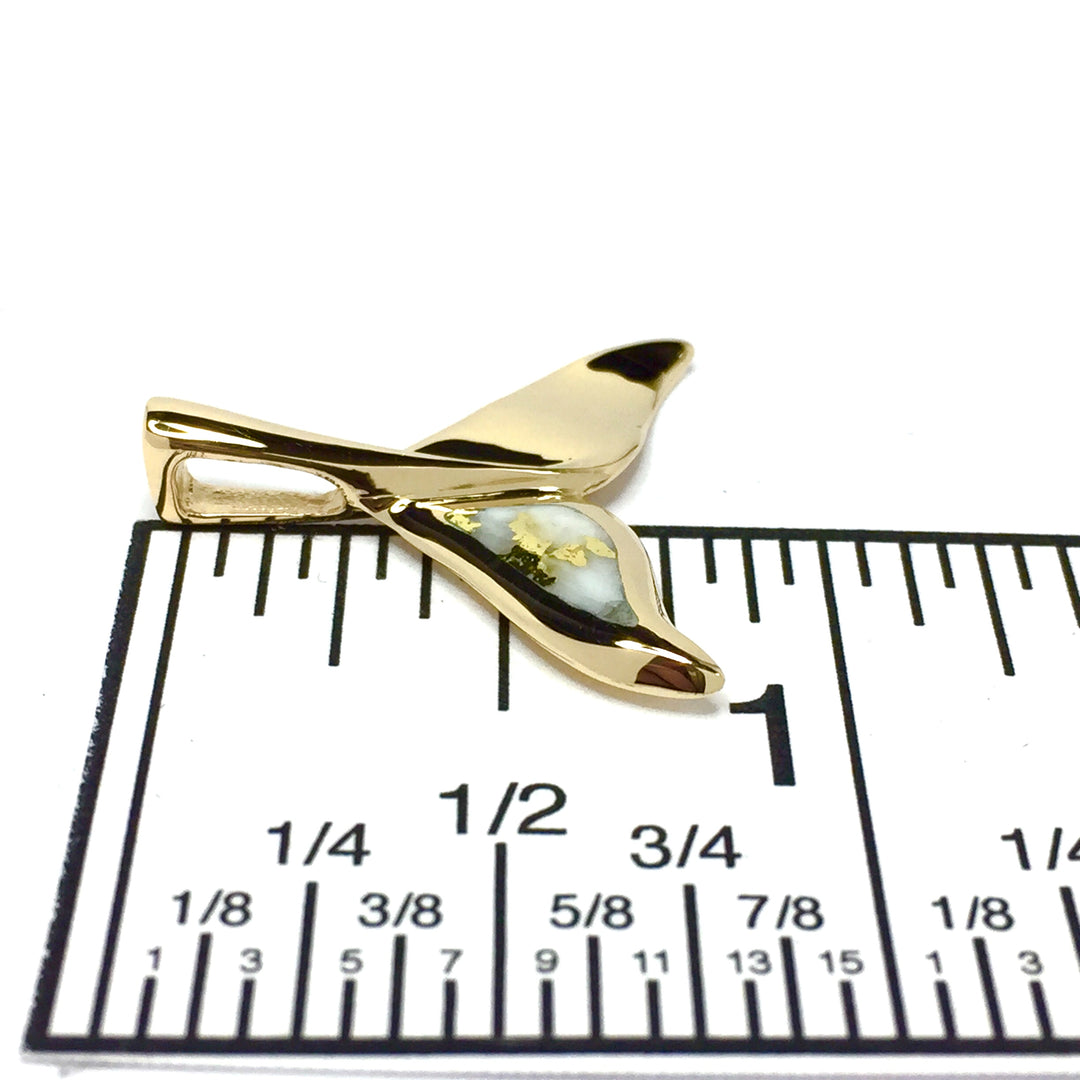 Whale tail necklaces gold in quartz single sided inlaid sea life pendant made of 14k yellow gold