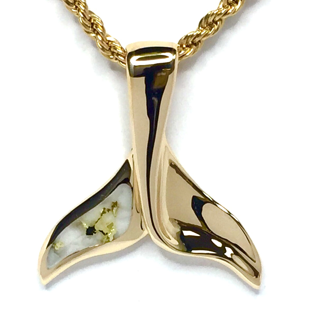 Gold Whale Tail Necklace for Men / Braided Brown Leather Cord – All-For-Men