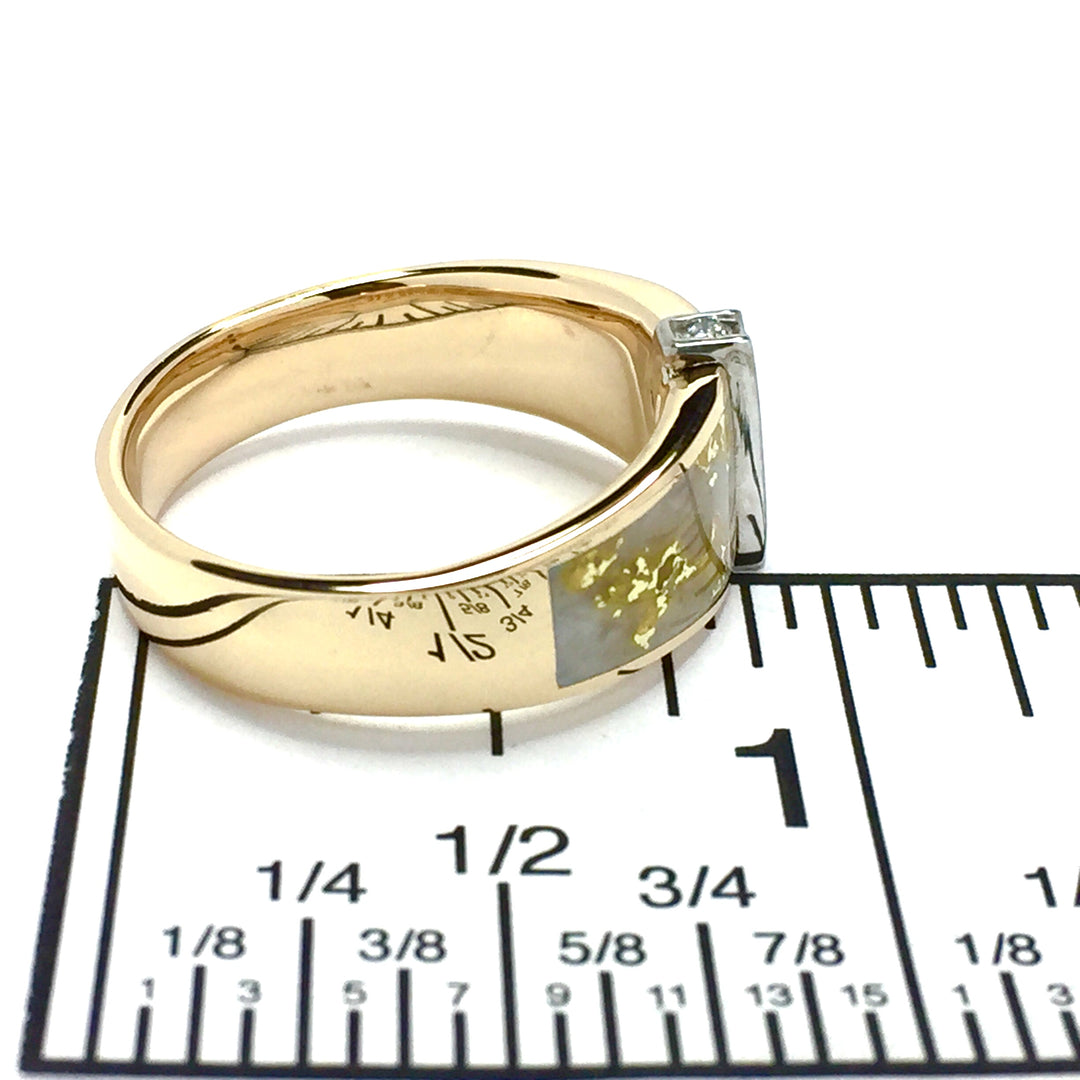 Gold Quartz Ring Double Side Inlaid Design .19ctw Round Diamonds 14k Gold