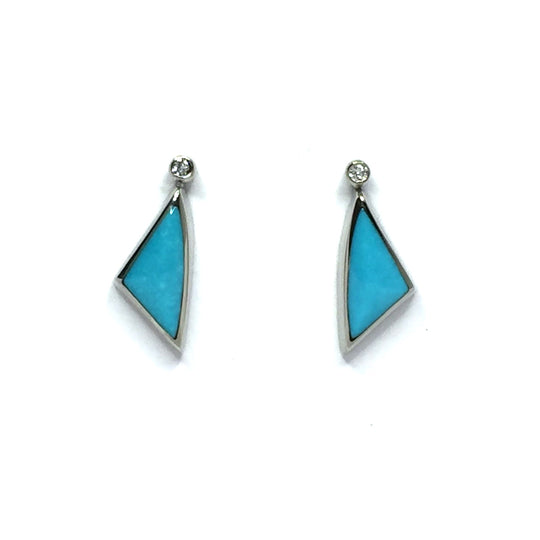 Turquoise Triangle Shape Inlaid with .04ct Round Diamonds