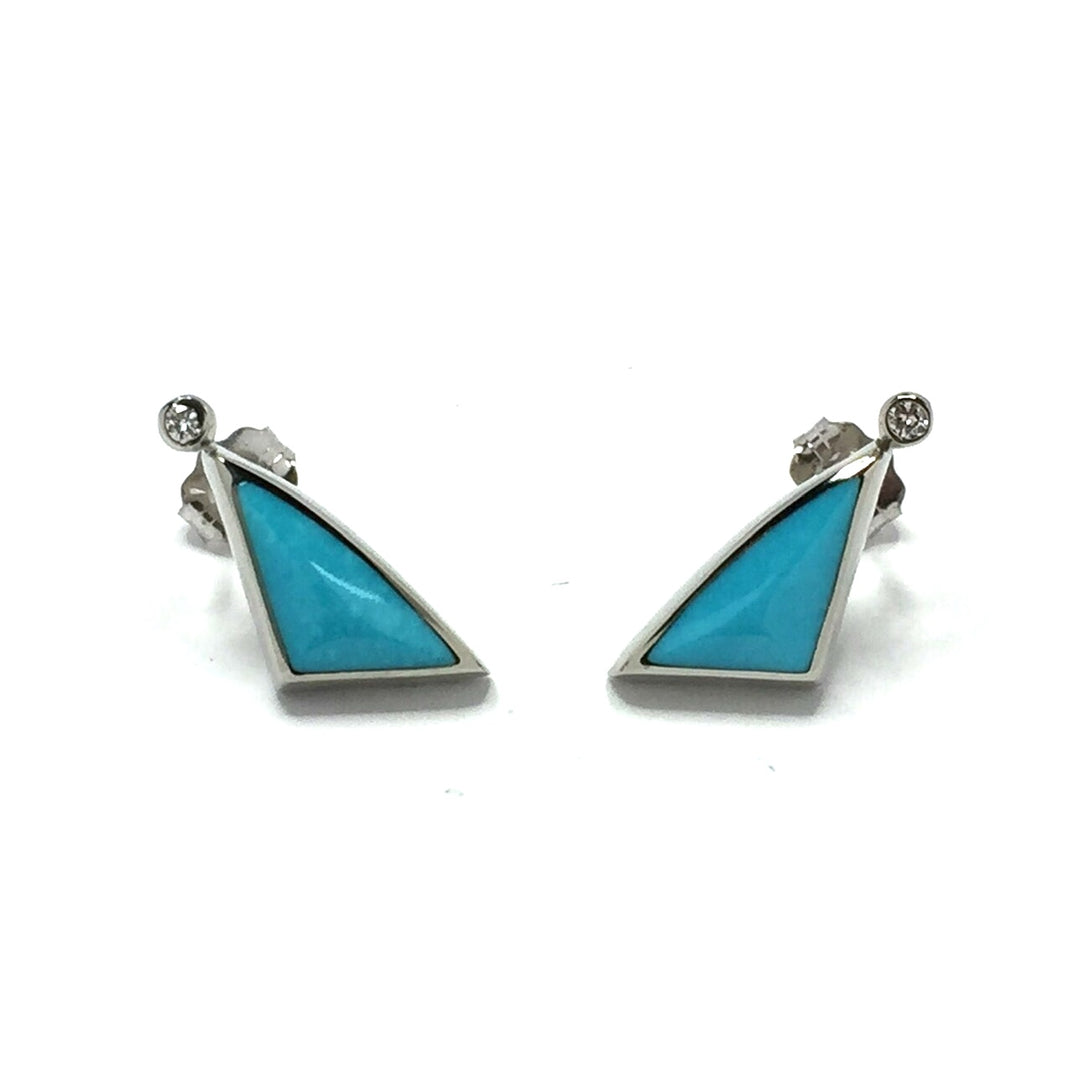 Turquoise Triangle Shape Inlaid with .04ct Round Diamonds