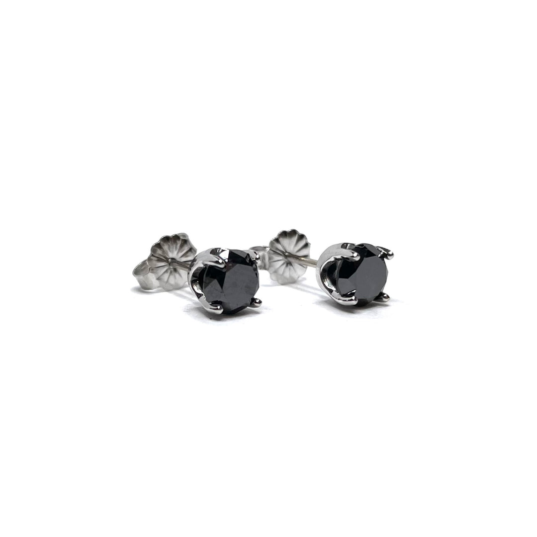 1.81ctw Round Brilliant Cut Black Diamond Stud Earrings