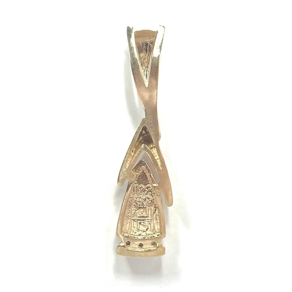 Opal Pendant Triangle Inlaid Design with .06ctw Round Diamonds