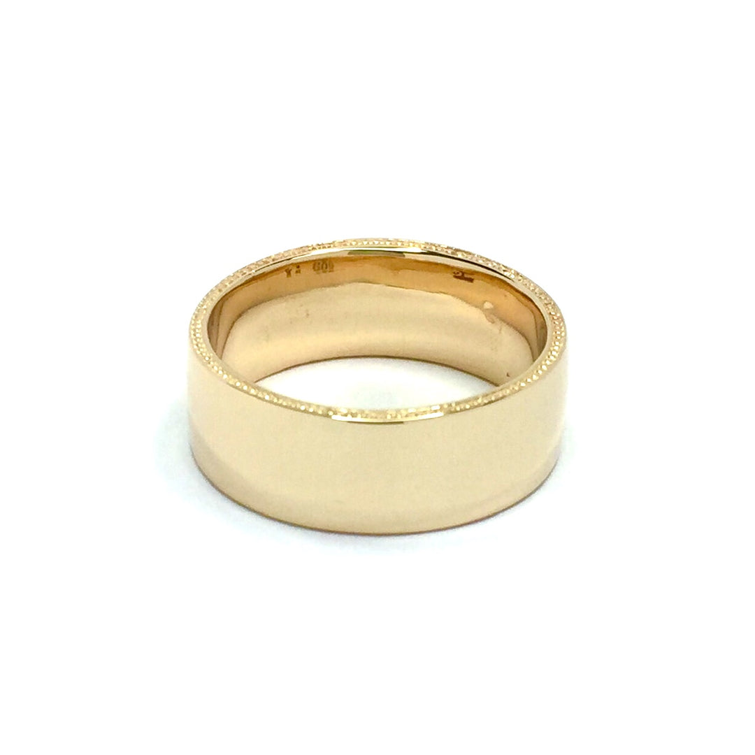 Gold Quartz Ring Rectangle Inlaid Natural Nuggets Sides Milgrain Band 14k Yellow Gold