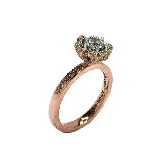 1.02ctw Rose Flower Round Diamond Engagement Ring