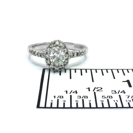 .73ctw Oval and Round Diamond Halo Engagement Ring