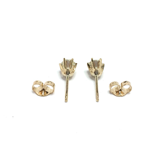 Round brilliant cut diamond stud earrings .52ctw 14k yellow gold
