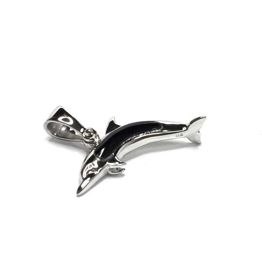 Onyx Inlaid Dolphin Pendant