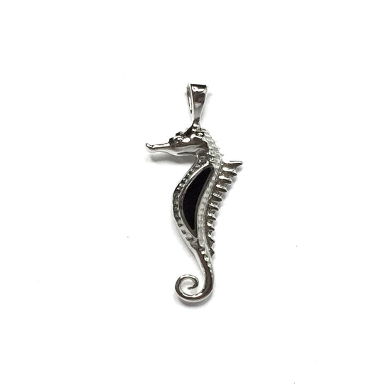Onyx Inlaid Seahorse Pendant