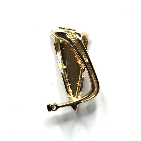 Natural Australian Opal Pendant Triangle Inlaid Design .06ct Round Diamond 14k Yellow Gold