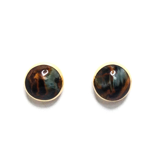 Natural pietersite round inlaid 9mm earrings