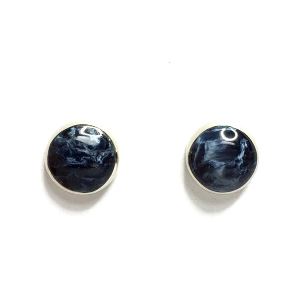 Natural pietersite round inlaid 9mm earrings