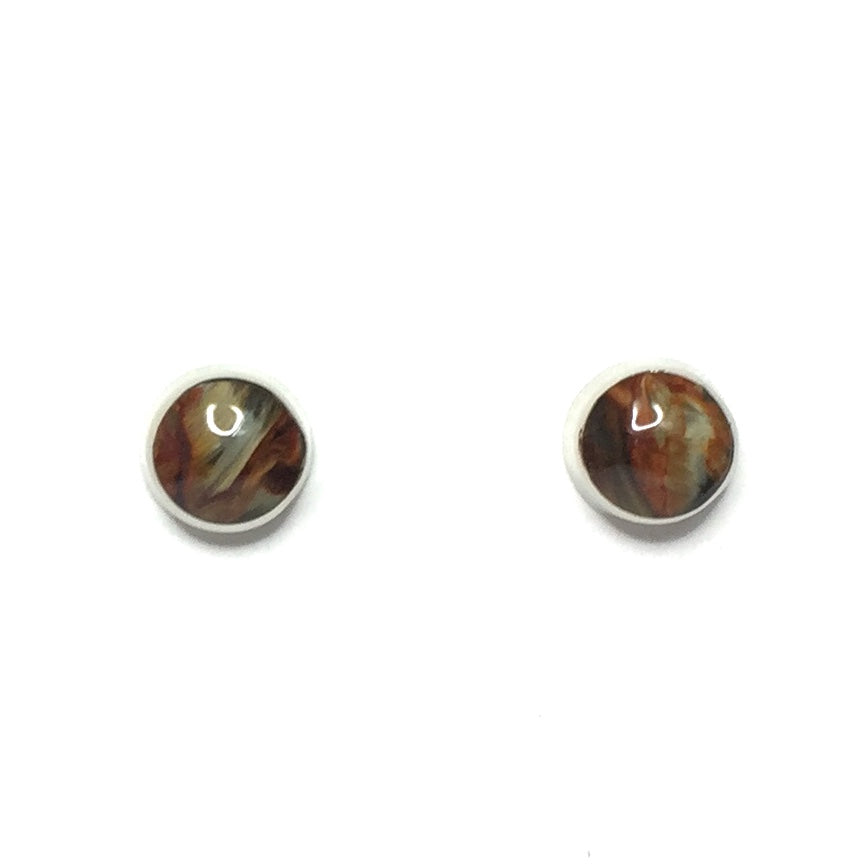 Natural pietersite round inlaid 7mm earrings