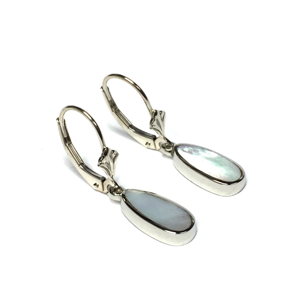 Mother Of Pearl Inlaid Lever Back Earrings
